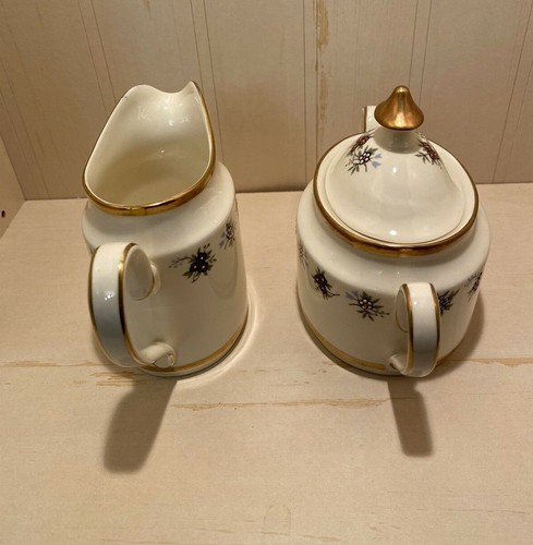 Minton Mirabeau Sugar Bowl w/ cover and Creamer Bone China Floral 2 Pc SET - Picture 6 of 8
