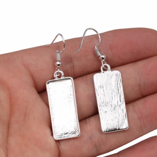 Rectangle Cabochon Earring Base Blank Setting Bezel Tray Findings Jewellery UK - Picture 3 of 13