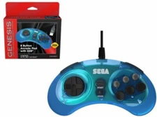 Sega Genesis 8-Button USB Port Controller [Clear Blue]
