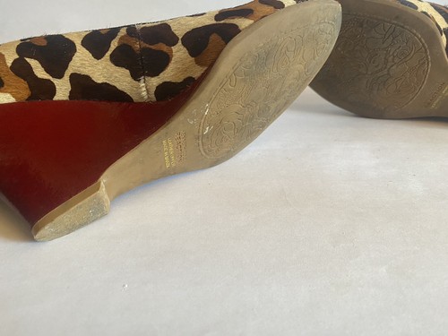 Kenneth Cole Reaction 8.5 Pumps Leopard Red Patent leather Wedge Closed Toe - Picture 10 of 11