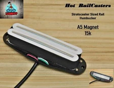 G.M. Hot Railcasters White Strat Sized Humbucker Rail pickups Alnico 5