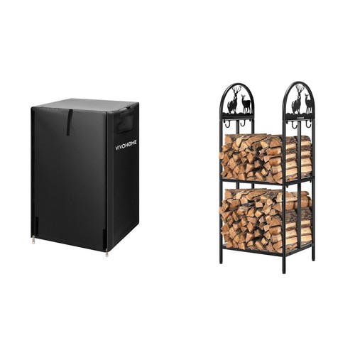 2ft Waterproof Firewood Log Rack Cover, Heavy Duty 600D Oxford Outdoor Weather R