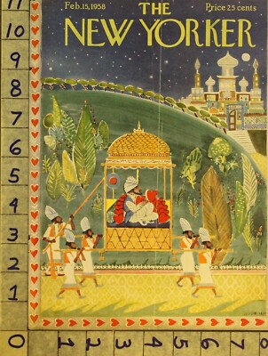 1958 NEW YORKER VINTAGE COVER KOVARSKY VALENTINE ARABIAN KING HOLIDAY NYI45