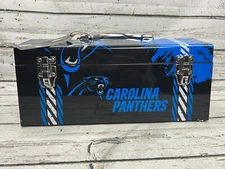 Carolina Panthers NFL Team Design Metal Tool Box With Tray Full Print Promark