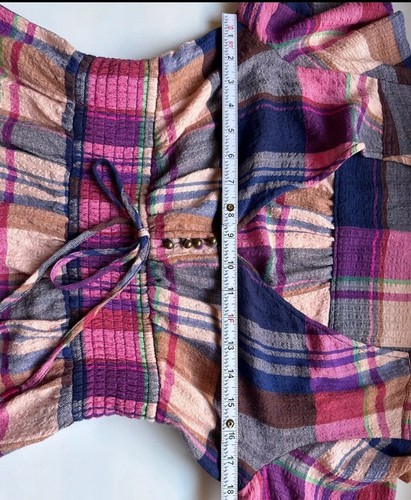 Anthropologie Pilcro gesmokte Taille Bauernärmel kariert Damen Top Größe S - Bild 9 von 10