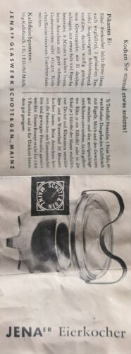 Eierkocher Jenaer Glas Schott & Gen Mainz mit OVP und Beschreibung sehr alt 1950 - Bild 9 von 11