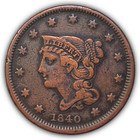 1840 Small Date Braided Hair Large Cent Extremely Fine Xf Coin #22246