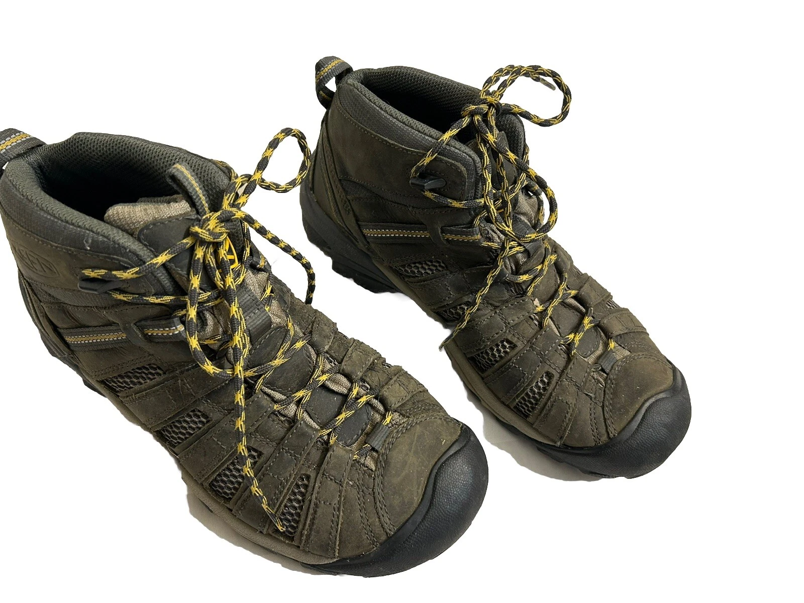KEEN Voyageur Mid Hiking Leather Boots Men's size 10 Olive Green/Brown