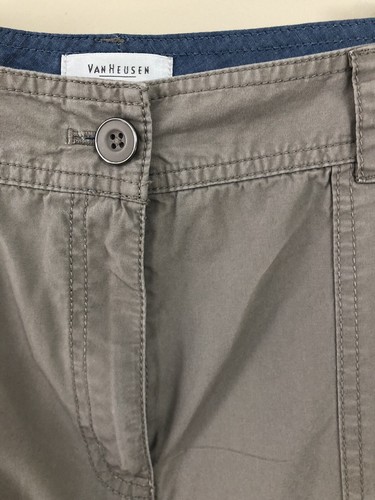 Woman's Van Heusen Taupe Cargo Crop Cotton Pants Size 12 - Picture 2 of 10