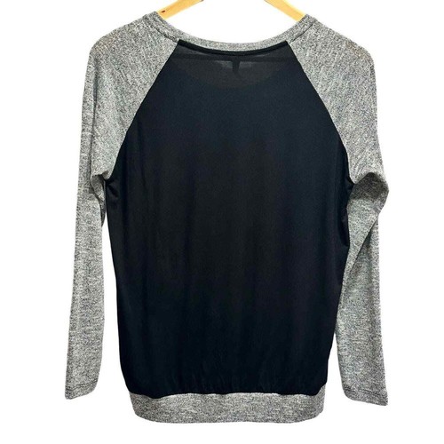 Kut From The Kloth Floral Raglan LS Blouse Womens XS Black Gray Relaxed Sweater - Picture 2 of 8