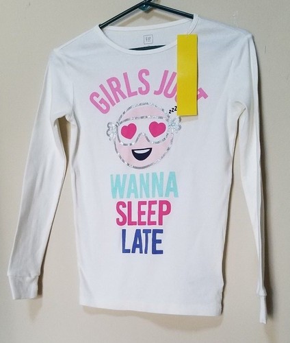 Gap Body Graphic Scoopneck Long-sleeve Light Soft Sleep wear Cream Top Blouse - Picture 3 of 9