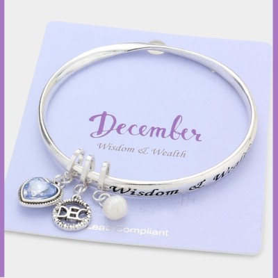 Bracelet Charm Zodiac Birthday Heart Stone December Blue Sagittarius Wisdom Weal