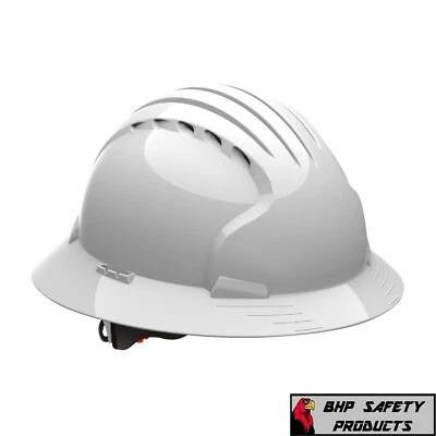 PIP Evolution Deluxe 6161 Vented Full Brim Hard Hat w/ 6 Pt Ratchet Adjustment White