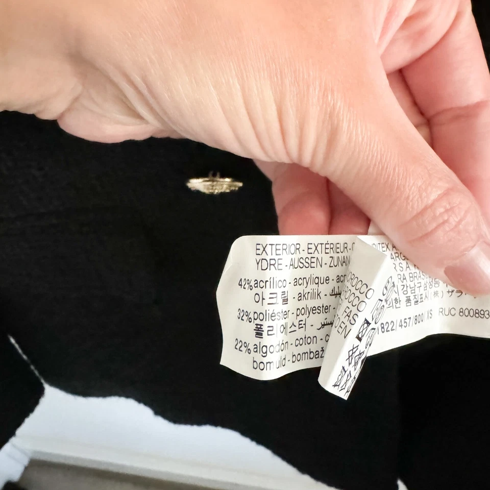 Chaqueta Zara Tweed Negro Doble Pecho XS Foto 4 de 4