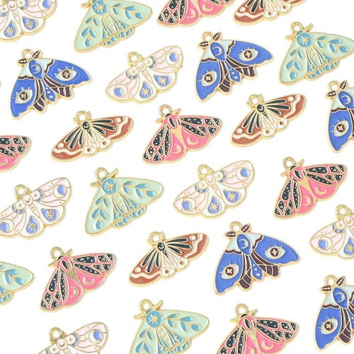 30Pcs Enamel Charms Butterfly Moth Charms for Jewelry Making Necklaces Earring - Picture 3 of 8