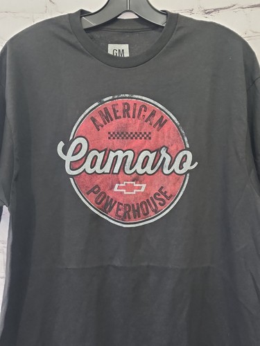 GM Chevy Camaro Men's Black Short Sleeves T-Shirt American Powerhouse Size L - Picture 2 of 5