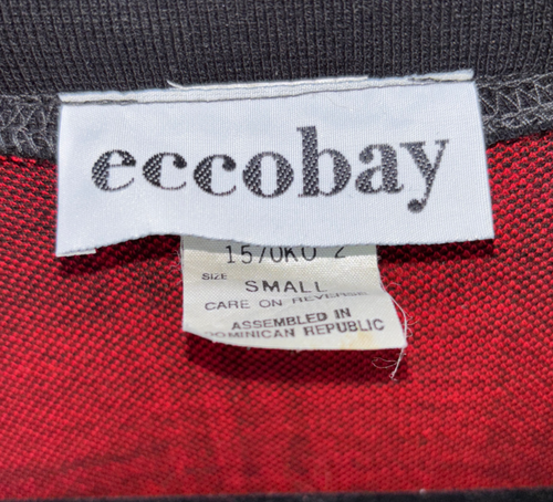 ecobay Jacket Sweater Button Up Womans Small Black Red Plaid sz S - Picture 3 of 5