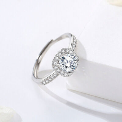 S925 Sterling Silver Ring Classic Square Luxury Elegant Female Ring eBay