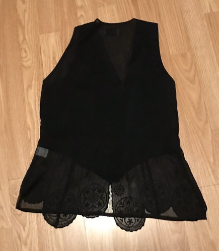 JSong Collection Black Semi SheerTop Sleeveless Embroidered Shirt Sz 6. WB4 - Picture 4 of 7
