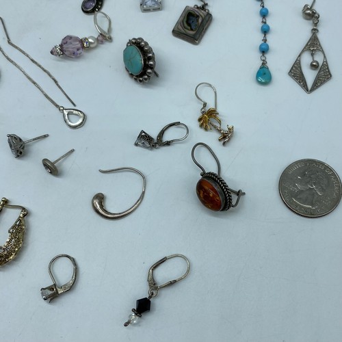 Lot of 39 Various Sterling Silver Single Earrings Some Vintage Designer 86.5g - Picture 2 of 11