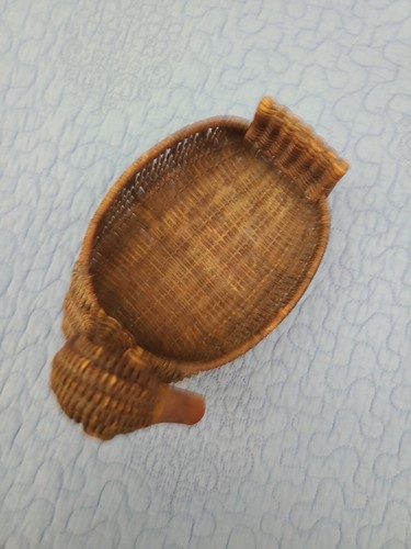Vintage Korb Ente geflochten Rattan Holz Schnabel Korb schöne dunkle Patina - Bild 6 von 7