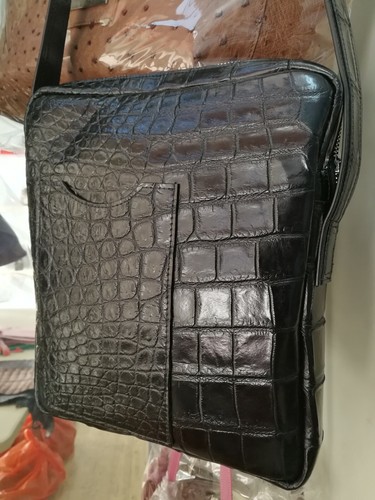 GENUINE "ALLIGATOR CROCODILE SKIN" Leather Shoulder Bag Cross Bag Messenger Bag - Picture 8 of 10