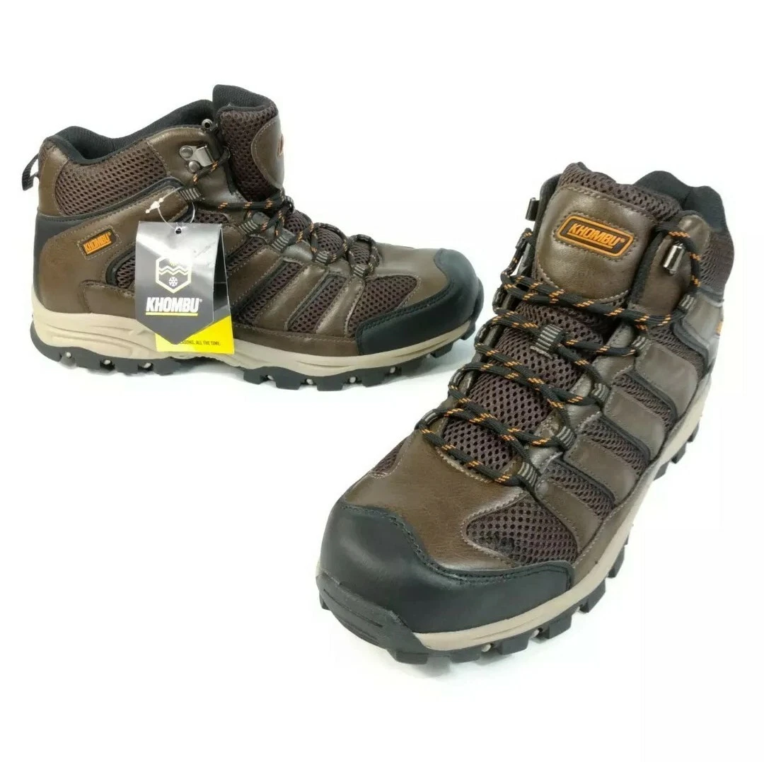 Khombu Barry Mid Hiking Orange Brown Black Men's Ankle Boots Lace Up Size 11 New