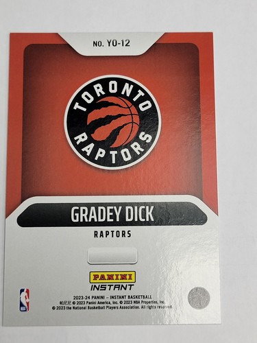 2023-24 Panini Instant Basketball Gradey Dick RC SP Toronto Raptors #YO-12 - Picture 2 of 2
