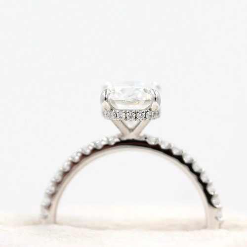 3.15TCW Elongated Cushion Cut Moissanite Engagement Ring 14k White Gold Plated - Bild 4 von 13