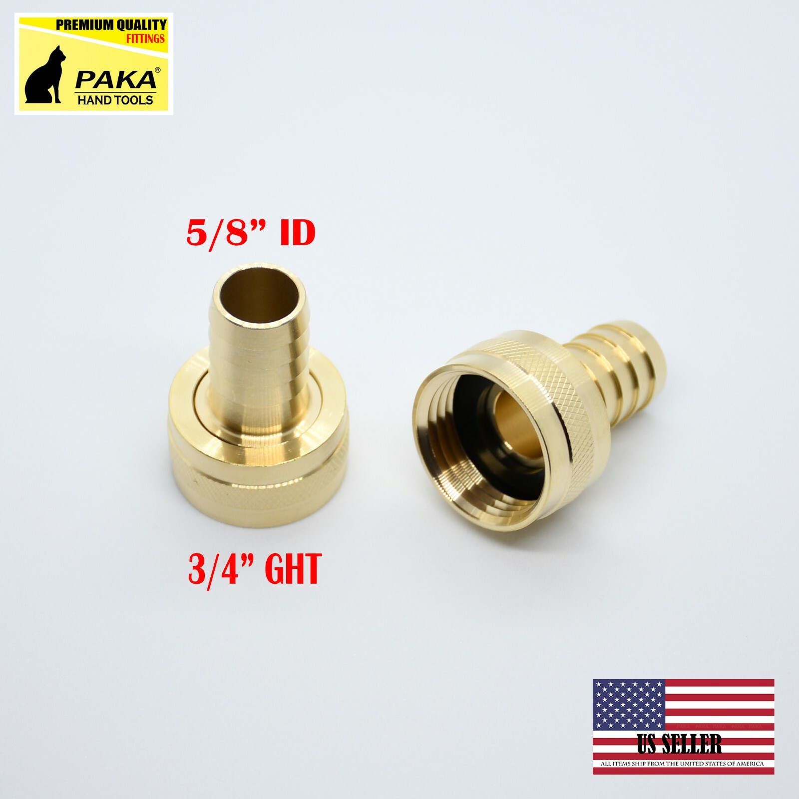 5//8/" Barb x 3//4/" Male GHT Thread Brass Garden Hose Pipe Connector/& Clamp