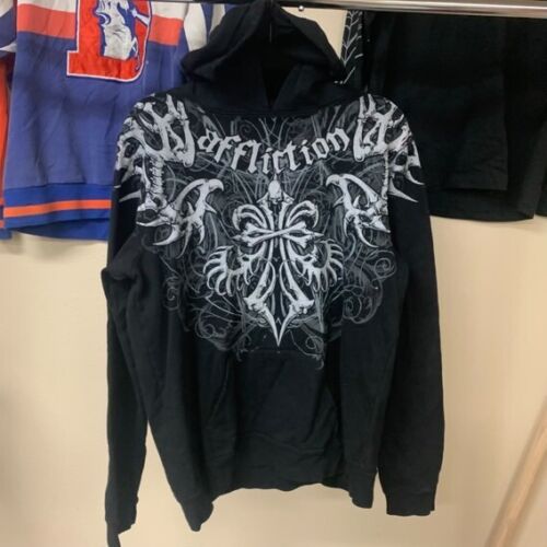 Affliction Black Hoodie XXL Grunge Y2K Emo Goth Excellent Conditions