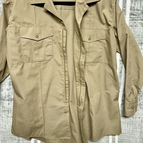 Flying Cross Fx Class B Mens Small Uniform L/S Shirt Tan Khaki Full Zip FX5120 - Picture 8 of 10