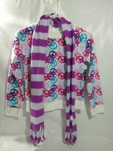 Niñas Sudadera Mediana 7/8 Manga Larga Microfleece Rayas Bufanda Símbolo de la Paz