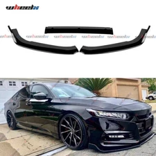 For 2018 2019 2020 Honda Accord 3PCS Style Gloss Black Front Bumper Lip Splitter