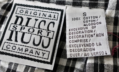 Vintage Russ Sz Small Black White Plaid Checkerboard Buttoned S/S Shirt w Pocket - Picture 4 of 6