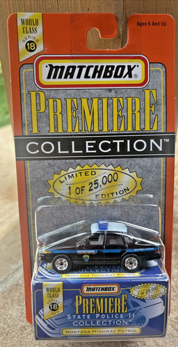 1998 Matchbox Premiere State Police Collection Montana Hwy Patrol Crown Vic NIP - Picture 1 of 3