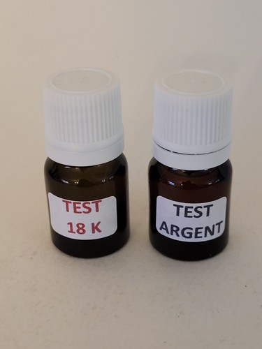 Kit 2 test réactif or 18 K argent acide flacon codigouttes sans pierre de touche - 第 1/2 張圖片