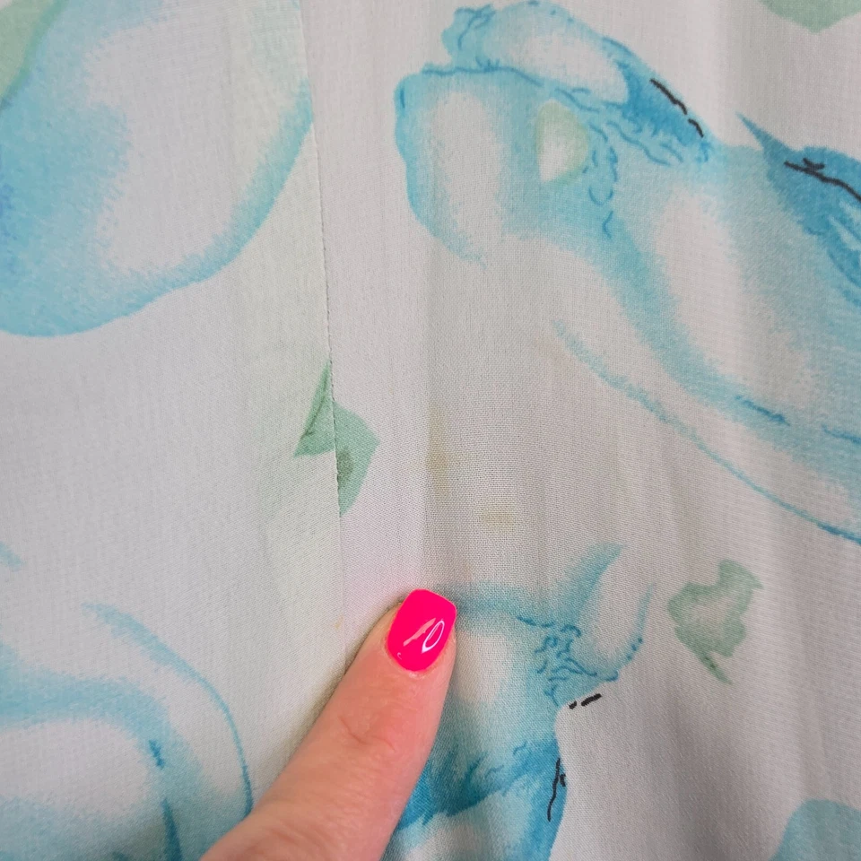 Vestido Mary McFadden Mujer 16 Blanco Floral Transparente Forrado Volantes Fluido Boho Foto 3 de 4