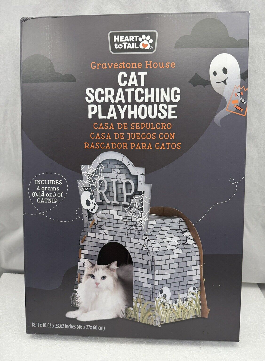 Heart to Tail Cat Scratching Halloween Gravestone Playhouse w/ Catnip FAST  SHIP!