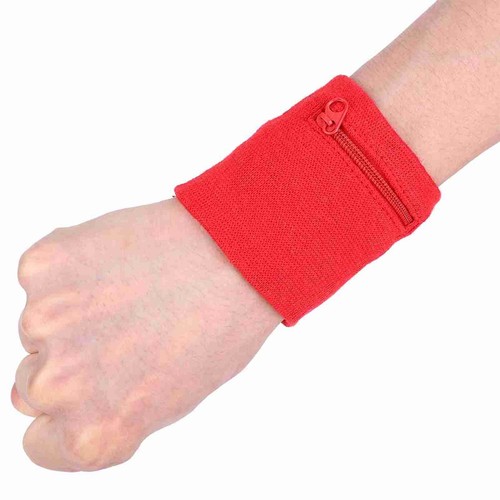 (Red)Unisex Wristband Keys Storage Zipper Pocket Sport Wrist WalleT BT - Picture 21 of 22