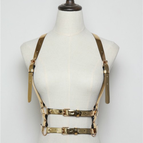 Women PU Leather Body Harness Adjustable Strap Sexy Waist Belt Vest Corset Retro - Picture 5 of 15