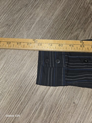 Hawke Button Down Shirt Boys Size Large 14/16 Black With Pinstripes - Picture 9 of 11