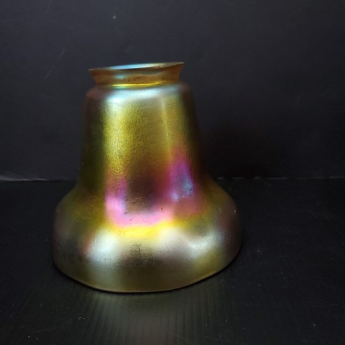 Antique Vtg Signed Steuben Art Glass Shade Gold Aurene Iridescent - Picture 7 of 24