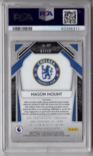 Mason Mount 2020 Prizm EPL Gold Prizm Wave PSA 10 # /10 Chelsea Man United #217 - Picture 2 of 2