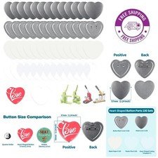 DIY Heart-Shaped Button Kit - 57mm Metal Covers  Supplies for Creative Badges