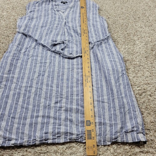 Jones New York Dress Womens Medium Blue Striped Sleeveless Linen Blend Pockets - Picture 4 of 7