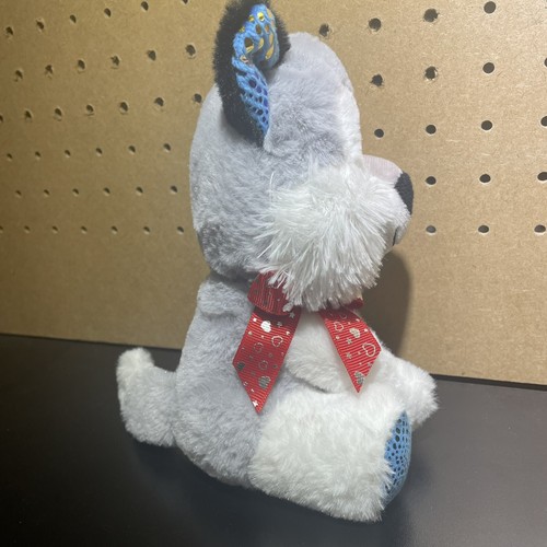 Juguete de peluche de peluche de 8" gris azul de San Valentín Love Wolf cachorro suave 🐶 - Imagen 2 de 4