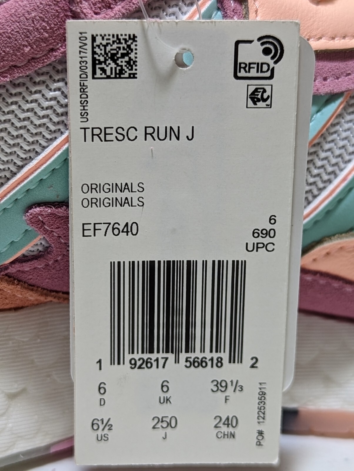 Adidas Originals Tresc Run J Multicolor Pink Women US Size 6.5 EF7640