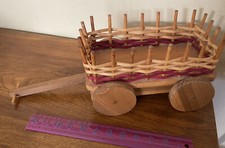 Amish Basket Wagon- Signed/Dated by Artist- Wooden Wheels-10x5x6" w/o Handle-EUC