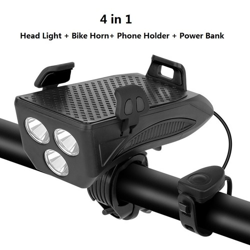 4w1 Reflektor rowerowy Przednie światło Powerbank Uchwyt na telefon komórkowy Kierownica Uchwyt - Zdjęcie 9 z 11